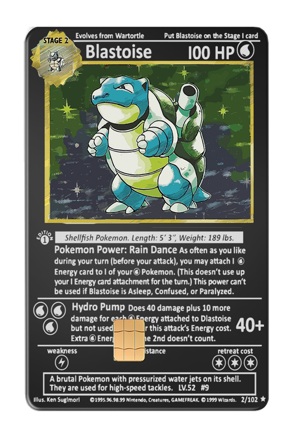 Blastoise Metal Card BLAQ CARDS Blastoise Metal Card BLAQ CARDS