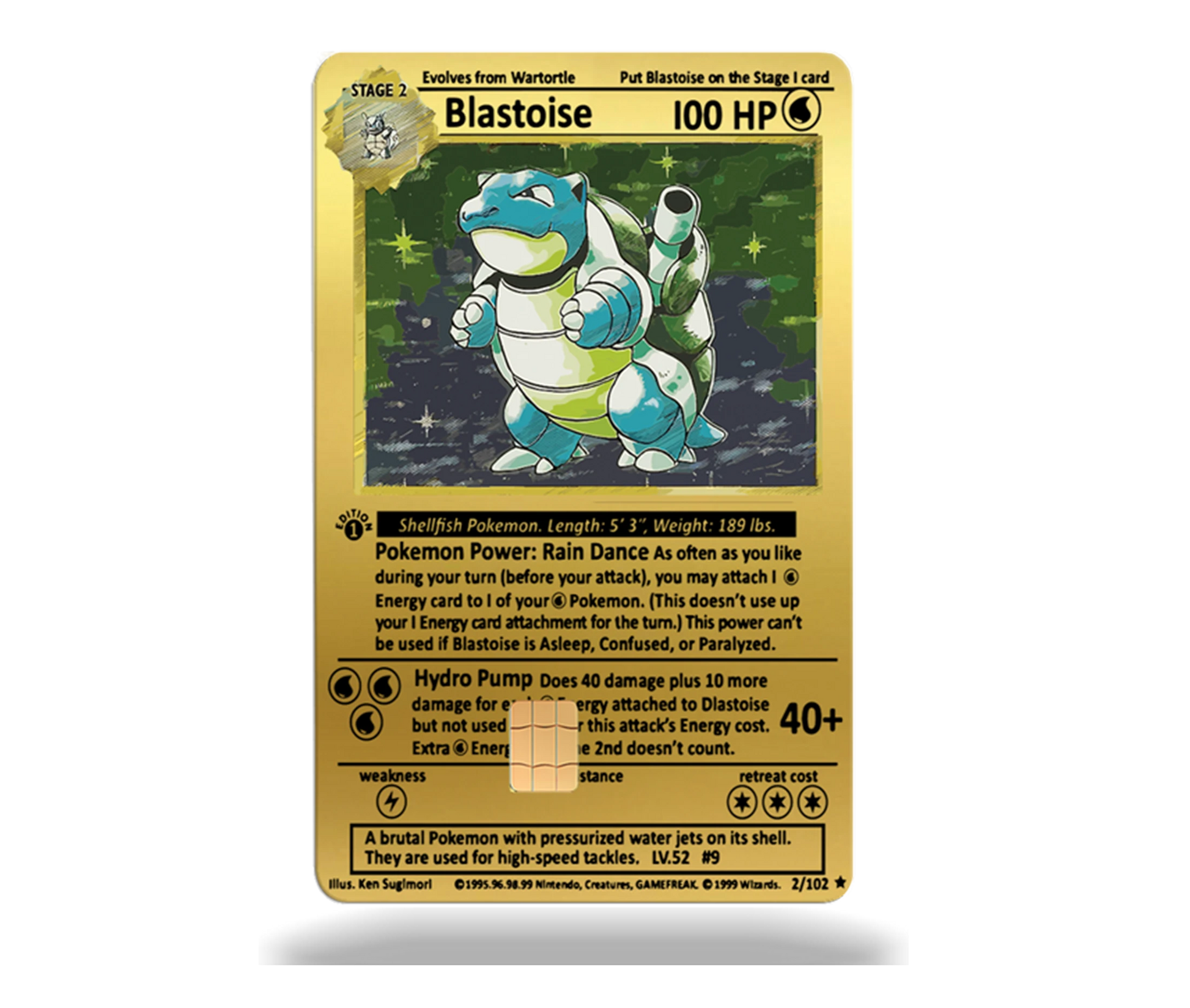 gold pokemon cards not metal Blastoise Metal Card – BLAQ CARDS