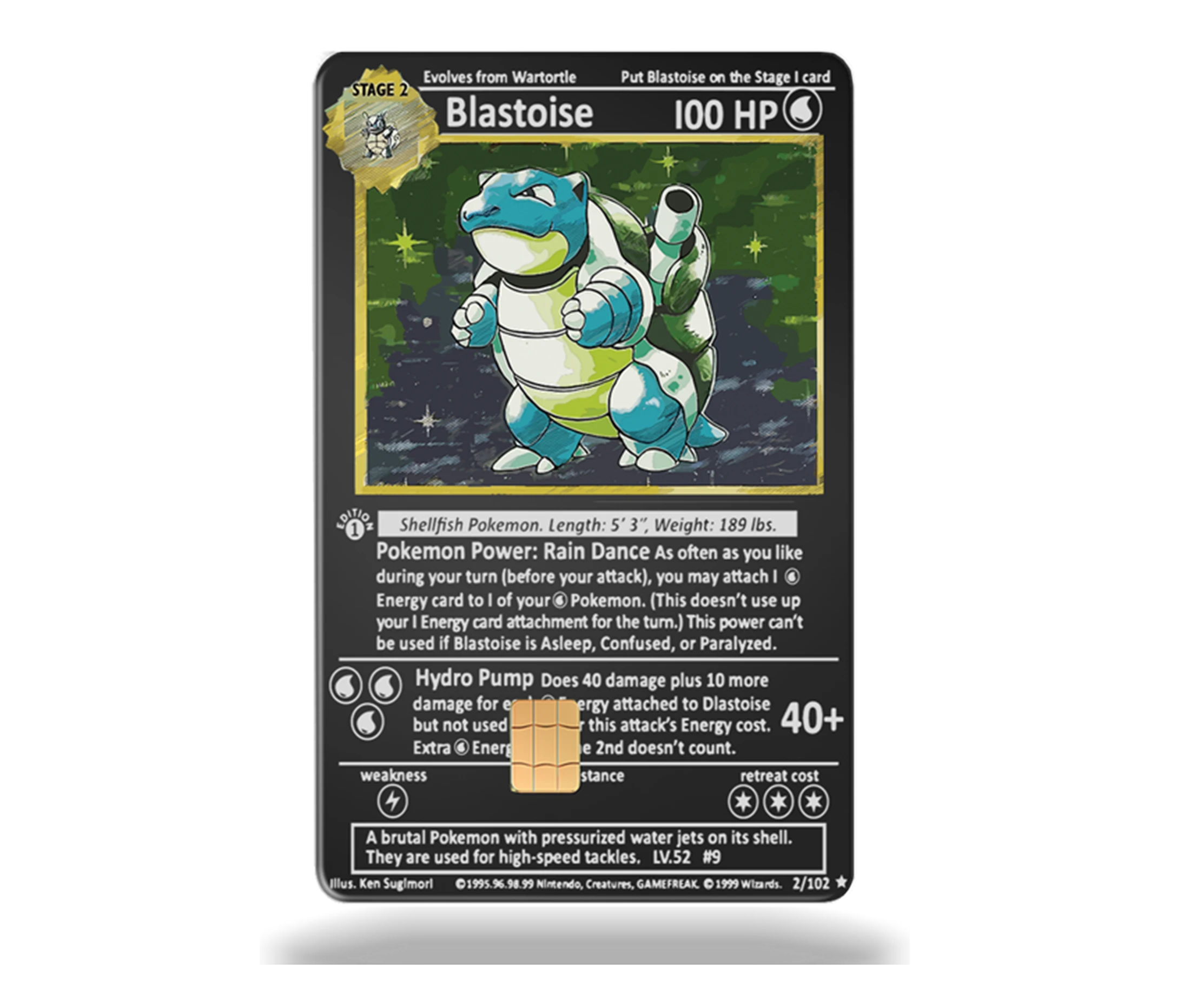 holographic blastoise pokemon card Blastoise Metal Card – BLAQ CARDS